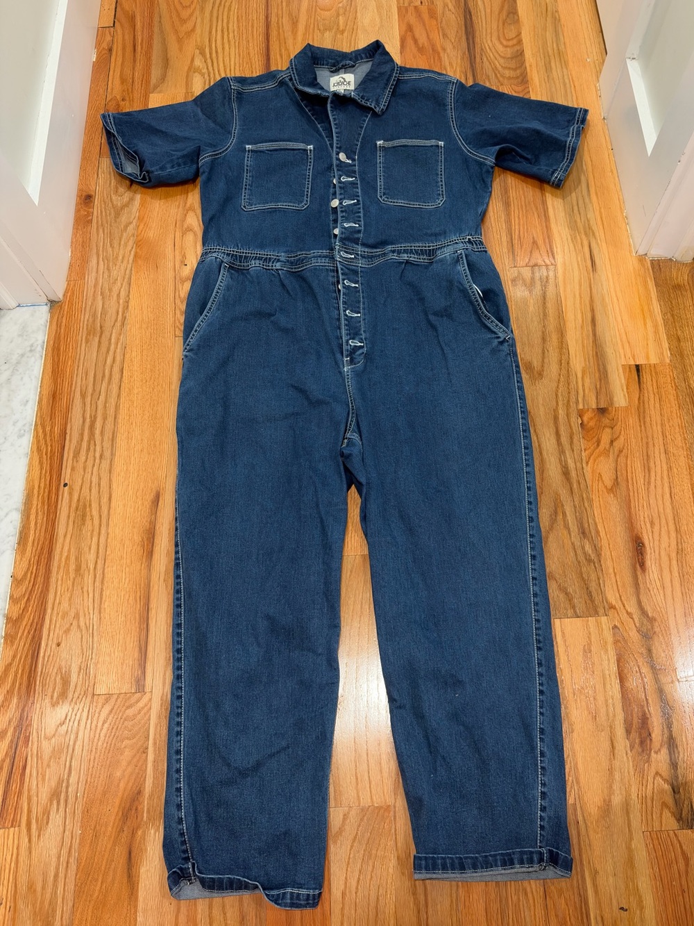 Jordache Women's Dark Blue Denim Jumpsuit - Picture 2 of 3